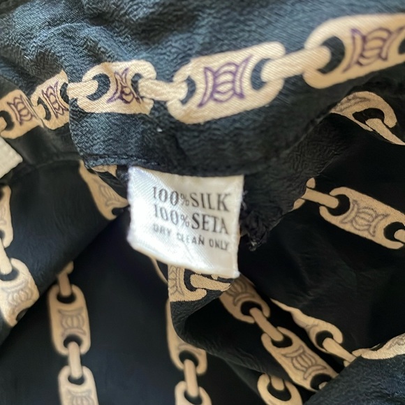 Céline Vintage black silk chain print blouse button down shirt, size US 2-4 - Picture 8 of 10